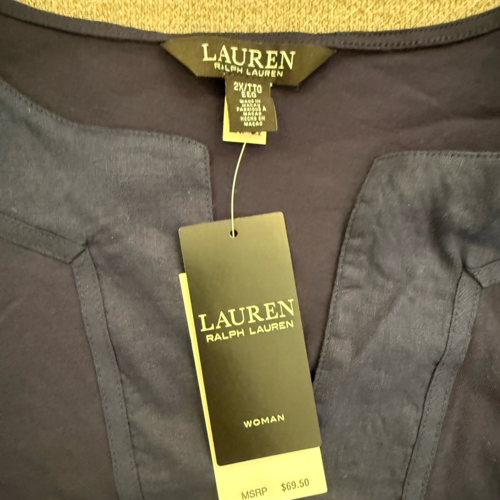 NWT Ralph Lauren Navy linen and cotton tunic Shirt - Picture 3 of 4